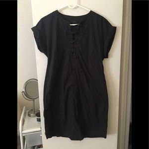 J Crew Black Cotton Poplin Mini Dress Size M